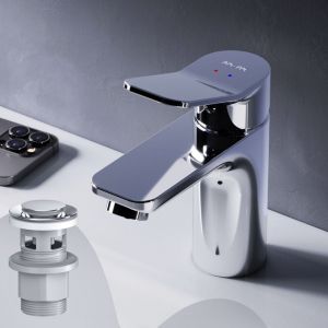 Robinet Salle de Bain Mitigeur lavabo avec bonde clic clac, Chromé, taille s, FXA82100 Am.pm