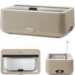 Hendi Chafing dish, UNIQ, récipient GN1/1 inclus, couvercle en verre intégré, plage de température: de 35° à 85°C, récipient de maintien au chaud, 12,5L, 220V/700W, 607x402x(H)250mm, acier inoxydable,