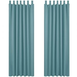 Image de Lot de 2 Rideaux Occultant Isolant Thermiques Salon à Pattes, Petite Taille, 132x242 cm, Bleu Ciel - Bleu Ciel - Deconovo