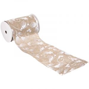 Atmosphera Guirlande de Noël Ruban aspect Lin avec Houx Argenté 12 cm x 5 m