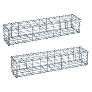 2 Gabions à pierres en métal galvanisé avec spirales 100 x 20 x 20 cm