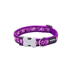 RedDingo Collier &agrave; c&oelig;urs pour Chien Mauve Taille M 20 mm x 30-47 cm