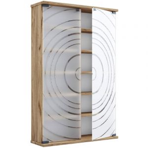 Vcm Bois,Cd,Dvd,Stand,Étagère,Armoire,Rangement,Étagère Sur Pied,Support,Porte En Verre,Tilano,L