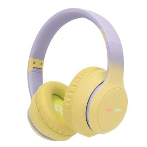 Imoshion Kids Headphones with LED Lighting - With Decibel Limiter - Bluetooth Headphones Kids - Wireless Over-Ear Headphones - Lavender Lilac / Yellow