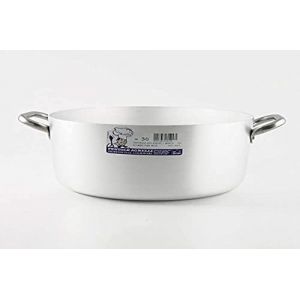 Pentole Agnelli ALMA10434 Cocotte Haute en Aluminium avec 2 Poignées en Acier, Aluminium, 34 cm