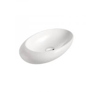 Rue du Bain Vasque pour salle de bain Asymétrique - Céramique Blanche - 48 x 31 cm - Curve