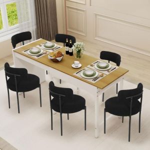 Puluomis Table console extensible 80-160 cm, Table &agrave; manger, Design effet bois, 1-6 personnes, Avec compartiment de rangement, Tapis de sol