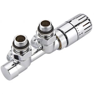 Robinet thermostatique radiateur d'angle équerre - Adaptateur multicouche 14mm