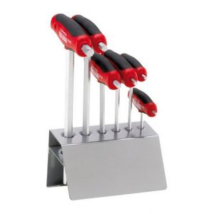 Wiha Jeu de tournevis &agrave; 6 pans &agrave; poign&eacute;e en T et prise de force lat&eacute;rale, 6 pi&egrave;ces, Contenu : 3 x 100 4 5 6 x 150 8 10 x 200 mm