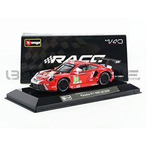 Bburago Voiture Miniature de Collection 1-43 - PORSCHE 911 RSR - Le Mans 2020 - White / Red - 38308R/W