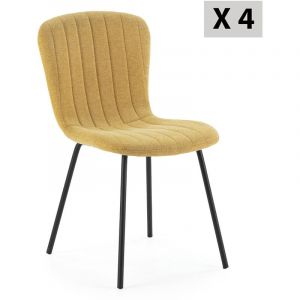 Pack 4 chaises Lucky recouvertes de tissu moutarde - Moutarde