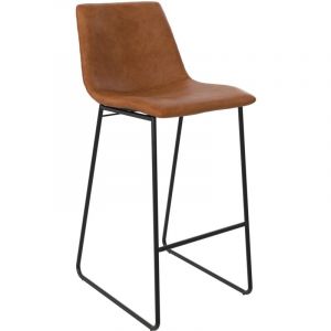 Bowden-Tabouret de bar en simili cuir caramel