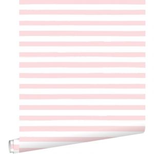 Estahome - papier peint &agrave; rayures rose clair et blanc