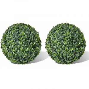 Image de Décoshop26 Plante artificielle boules de buis décoration intérieur ou extérieur 2 pièces 35 cm - or