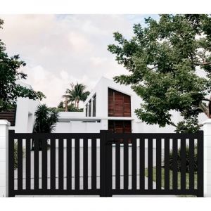 Packit Portail aluminium battant ajouré en kit dimension L.3500 (entre piliers) X H.1200 mm Noir (RAL 9005)