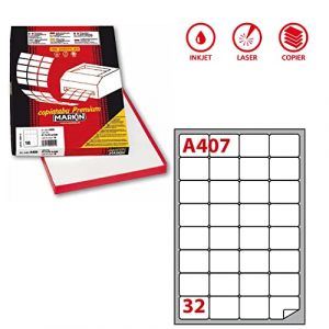 Markin 210A407 Blanc étiquette à imprimer - Étiquettes à imprimer (Blanc, Laser/a jet d'encre, 70 g/m², 47.5x35 mm, 3200 pièce(s), 100 feuilles)