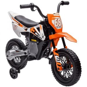 Moto Cross &Eacute;lectrique Dirt Bike Enfant 12v 2 Moteurs 2 Vitesses 2,4-5 Km/H Musiques Orange