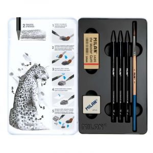 MILAN Boîte métallique 3 crayons graphite aquarellable