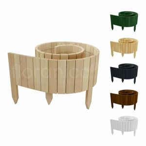 Clôture en Bois Flexible Floranica Rollborder II - Pin imprégné - Bordure de parterres de Fleurs 30 cm Naturel