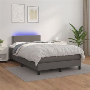VidaXL Boxspring met matras en LED kunstleer grijs 120x200 cm3134157