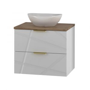 Meuble simple vasque 60cm Aurora Blanc et Bois