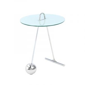 Table d'Ap Design "Pendule" 60cm Argent & Blanc Prix