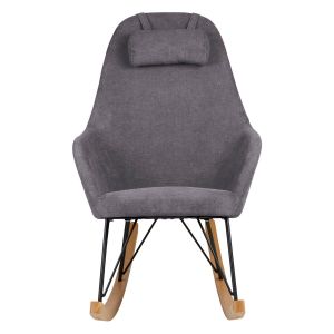 Image de Zago Rockingchair Scandinave En Tissu Gris Clair Et Bois