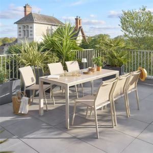 Hesperide Table fixe carr&eacute;e 6p Evasion lin/argile