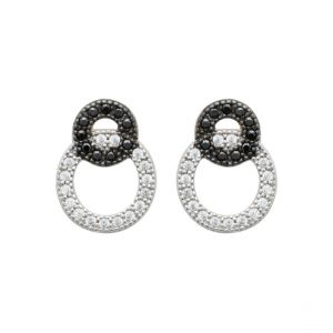 Boucles d'oreille femme argent rhodié teinté serti griffe - Z5ZV40W