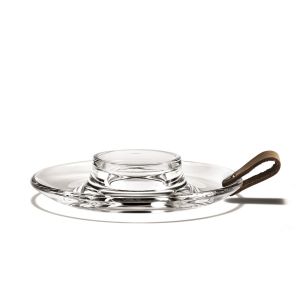 Holmegaard Bougeoir design en verre et cuir 17 cm