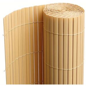 Visiodirect Canisse Brise vue en PVC tube Plat,Clôture protection pour jardin terasse balcon coloris naturel Bambou - Hauteur 80 x Longueur 500 cm 1700g/m2