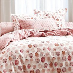 Drap plat coton PASTILLES - rose