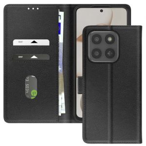 Avizar &Eacute;tui Portefeuille pour Honor 400 Smart Chesterfield Grain&eacute; avec Fonction Stand Noir