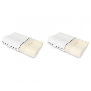 Someo Lot de 2 oreillers ergonomiques latex naturel et taies d'oreillers percale 40x60