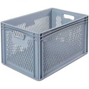Certeo Bac normes Europe - L x l 600 x 400 mm, fond et parois ajourés hauteur 320 mm - Bac de stockage Bac gerbable Bac gerbable norme
