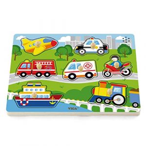 Image de Viga Toys Puzzle de forme avec des véhicules sonores 7 pièces