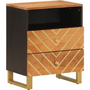 VidaXL Table de chevet marron et noir 50x33x60 cm bois manguier solide