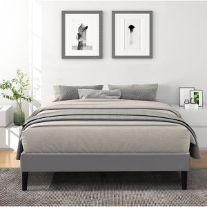 King Of Dreams - Sommier 120x190 cm Tapissier déhoussable housse lavable Gris + Pieds en 20 cm 2 x 13 Lattes - Opale- 'Tissu: 100% polyester 220