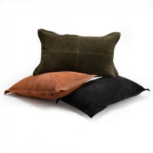 Coussin peau cuir 30x50 cm (lot de 3) - Amadeus - Multicolore - Cuir