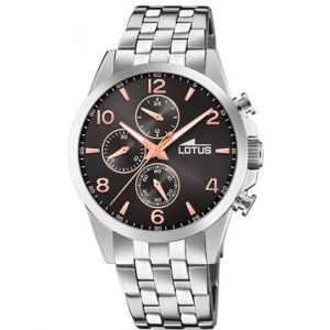 Lotus Montre CHRONO 18629-3 - Chrono Acier Cadran Noir Index Doré Rose Homme