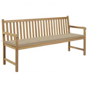 VidaXL Banc de jardin avec coussin beige 175 cm Bois de teck massif