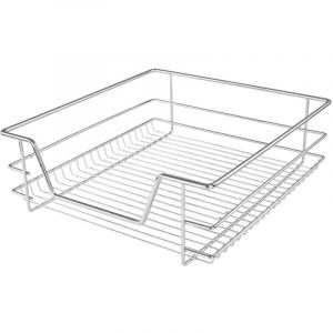 Lot de 4 tiroirs télescopique de cuisine largeur 50 cm charge max 20 kg rails inclus panier de rangement coulissant métal chromé01_0000858