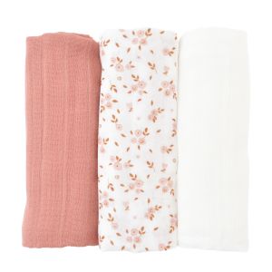 Little Crevette Lot de 3 langes en mousseline Thaïs