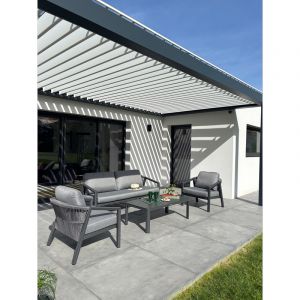 Remarquable Salon bas de jardin 5 places - Gris anthracite