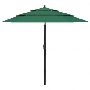 VidaXL Parasol à 3 niveaux avec mât en aluminium Vert 2,5 m