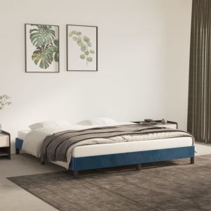 VidaXL Cadre de lit Bleu fonc&eacute; 160x200 cm Velours