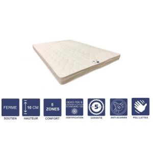 Literie Julien Matelas Ferme Mémoire de Forme 70x190 x 10 cm 5 zones de Confort Noyau Poli Lattex hr Derniére Génération Trés Respirant