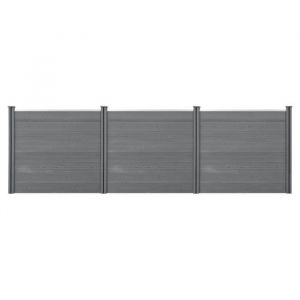Lot de 24 cl&ocirc;tures de jardin brise-vue avec 4 poteaux planches bois composite wpc 165x466cm gris - Bois