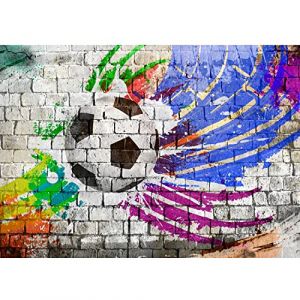 Runa art Papier Peint Intiss&eacute; Tapisserie Football Graffiti 396x280 cm (11,1 M2) - 9 Bandes Faciles &agrave; Coller 9021012b
