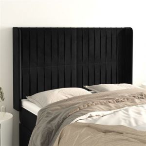 VidaXL Hoofdbord met randen 147x16x118/128 cm fluweel zwart3119868